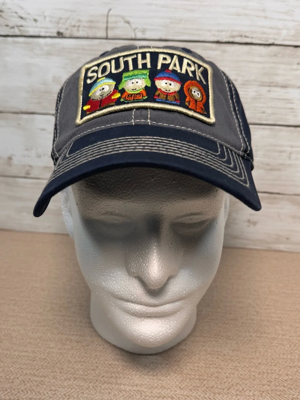 South Park Adjustable Baseball Cap Navy/Gray Embroidered Cartman Kyle Stan Kenny
